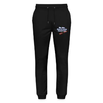 Ski Like There’s Snow Tomorrow - Stanley/Stella Mover Unisex Organic Jogging Trousers - black - Front - Marisol (170cm) & Nik (191cm)