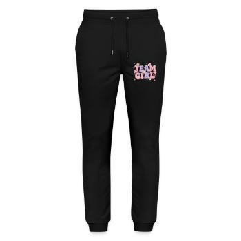Geschlechterenthüllung Team Mädchen-Babyparty Mama Papa - Stanley/Stella Unisex Bio Jogginghose Mover  - Schwarz - Vorne - Marisol (170cm) & Nik (191cm)