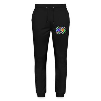 Glücklicher mehrfarbiger Tippfehler - Stanley/Stella Unisex Bio Jogginghose Mover  - Schwarz - Vorne - Marisol (170cm) & Nik (191cm)