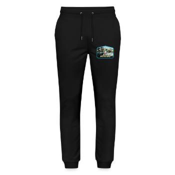 bateau de Moliceiros à Aveiro, Portugal - Pantalon de jogging bio MOVER Stanley/Stella unisexe - noir - Devant - Marisol (170cm) & Nik (191cm)