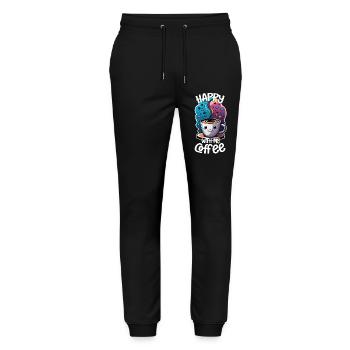 Coffee Addiction - Happy with Coffee - Stanley/Stella Mover Unisex Organic Jogging Trousers - black - Front - Marisol (170cm) & Nik (191cm)