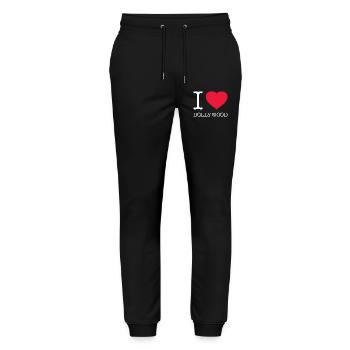 I LOVE BOLLYWOOD - Stanley/Stella Unisex Bio Jogginghose Mover  - Schwarz - Vorne - Marisol (170cm) & Nik (191cm)