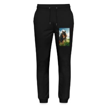 Brown horse - Stanley/Stella Mover Unisex Organic Jogging Trousers - black - Front - Marisol (170cm) & Nik (191cm)