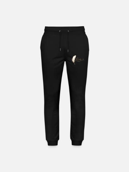 Love Lettering with Feather Elegant Design - Stanley/Stella Mover Unisex Organic Jogging Trousers - black
