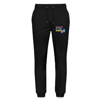 Gender Reveal Whats In The Oven Baby Shower - Stanley/Stella Mover Unisex Organic Jogging Trousers - black - Front - Marisol (170cm) & Nik (191cm)
