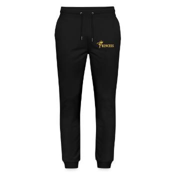 PRINCESS SIGNATURE WITH GOLDEN CROWN - Stanley/Stella Mover Unisex Organic Jogging Trousers - black - Front - Marisol (170cm) & Nik (191cm)