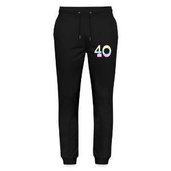 Geburtstagsgeschenk, 40 pastell Verlauf - Stanley/Stella Unisex Bio Jogginghose Mover  - Schwarz - Vorne - Marisol (170cm) & Nik (191cm)