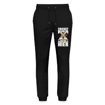 Funny saying, cricket beer, that's why I'm here - Stanley/Stella Mover Unisex Organic Jogging Trousers - black - Front - Marisol (170cm) & Nik (191cm)