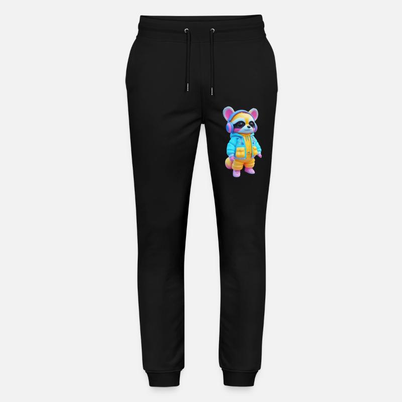 Waschbär mit Kopfhörern - Stanley/Stella Unisex Bio Jogginghose Mover  - Schwarz