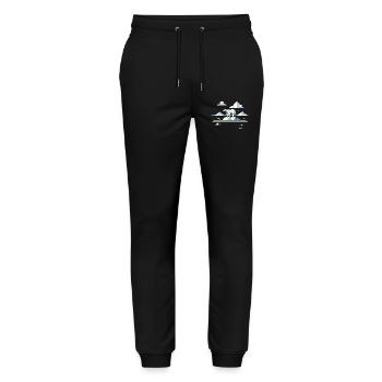 Geometric Polar Bear on Floe–Arctic Calm - Stanley/Stella Mover Unisex Organic Jogging Trousers - black - Front - Marisol (170cm) & Nik (191cm)