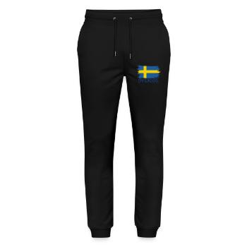 Sverige Suède Suède Conception du drapeau de la Suède - Pantalon de jogging bio MOVER Stanley/Stella unisexe - noir - Devant - Marisol (170cm) & Nik (191cm)