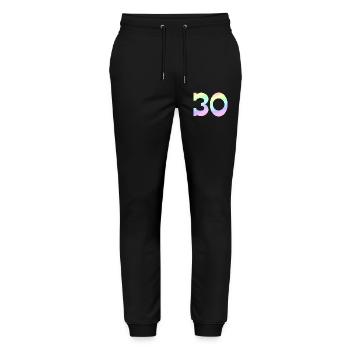 feiern, 30 pastell Verlauf - Stanley/Stella Unisex Bio Jogginghose Mover  - Schwarz - Vorne - Marisol (170cm) & Nik (191cm)