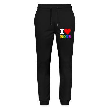 I love boys - Stanley/Stella Mover Unisex Organic Jogging Trousers - black - Front - Marisol (170cm) & Nik (191cm)