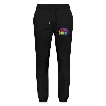 Mamabär Bärin Tie Dye Batik Bär - Stanley/Stella Unisex Bio Jogginghose Mover  - Schwarz - Vorne - Marisol (170cm) & Nik (191cm)