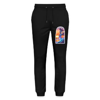 Surfen - Hawaii - Stanley/Stella Unisex Bio Jogginghose Mover  - Schwarz - Vorne - Marisol (170cm) & Nik (191cm)
