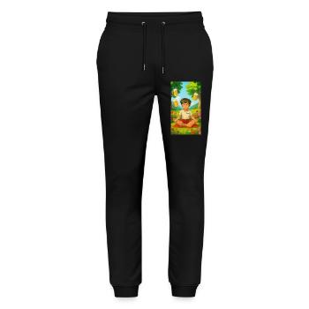 Apple Juice Meditation - Stanley/Stella Mover Unisex Organic Jogging Trousers - black - Front - Marisol (170cm) & Nik (191cm)