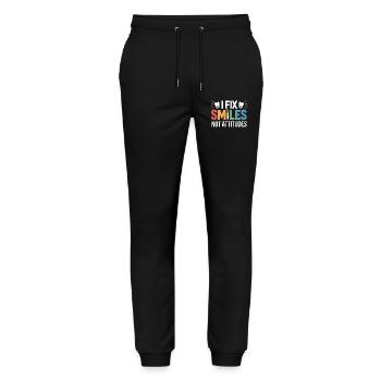 Zahnbrücke Handwerkskunst Design - Stanley/Stella Unisex Bio Jogginghose Mover  - Schwarz - Vorne - Marisol (170cm) & Nik (191cm)