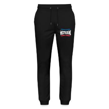 Kiel Stadium West Stand Hoodie, Shirt, Bag - Stanley/Stella Mover Unisex Organic Jogging Trousers - black - Front - Marisol (170cm) & Nik (191cm)