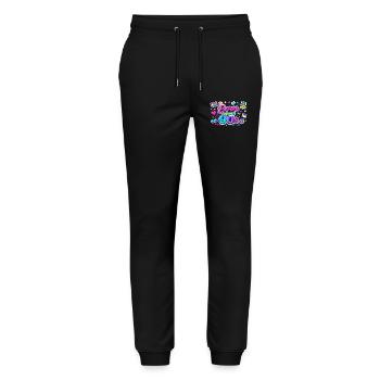 Born in den 90ern Neon-Retro - Stanley/Stella Unisex Bio Jogginghose Mover  - Schwarz - Vorne - Marisol (170cm) & Nik (191cm)