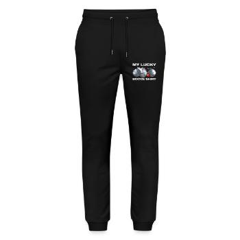Mon joueur chanceux de bocce pétane boule - Pantalon de jogging bio MOVER Stanley/Stella unisexe - noir - Devant - Marisol (170cm) & Nik (191cm)