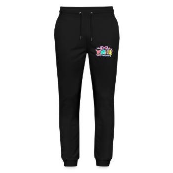 Mom Gift: Retro Mama Visual and Glitter - Stanley/Stella Mover Unisex Organic Jogging Trousers - black - Front - Marisol (170cm) & Nik (191cm)