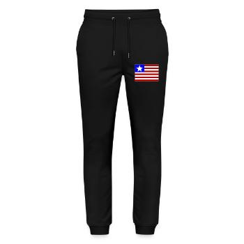 Liberia_Flagge_used - Stanley/Stella Mover Unisex Organic Jogging Trousers - black - Front - Marisol (170cm) & Nik (191cm)