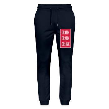 drink drank drunk Zitat - Stanley/Stella Unisex Bio Jogginghose Mover  - Navy - Vorne - Marisol (170cm) & Nik (191cm)