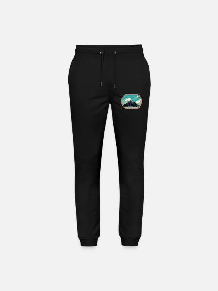 Illustration in Blau und Grün des Mont Saint Michel - Stanley/Stella Unisex Bio Jogginghose Mover - Schwarz