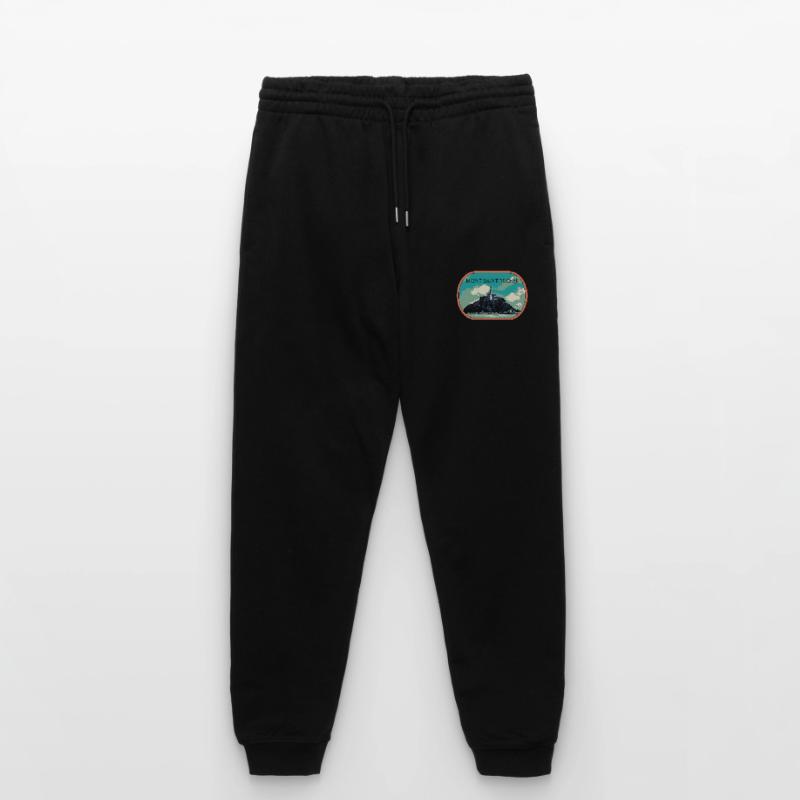 Illustration en bleu et vert du Mont Saint Michel Pantalon de jogging bio MOVER Stanley/Stella unisexe