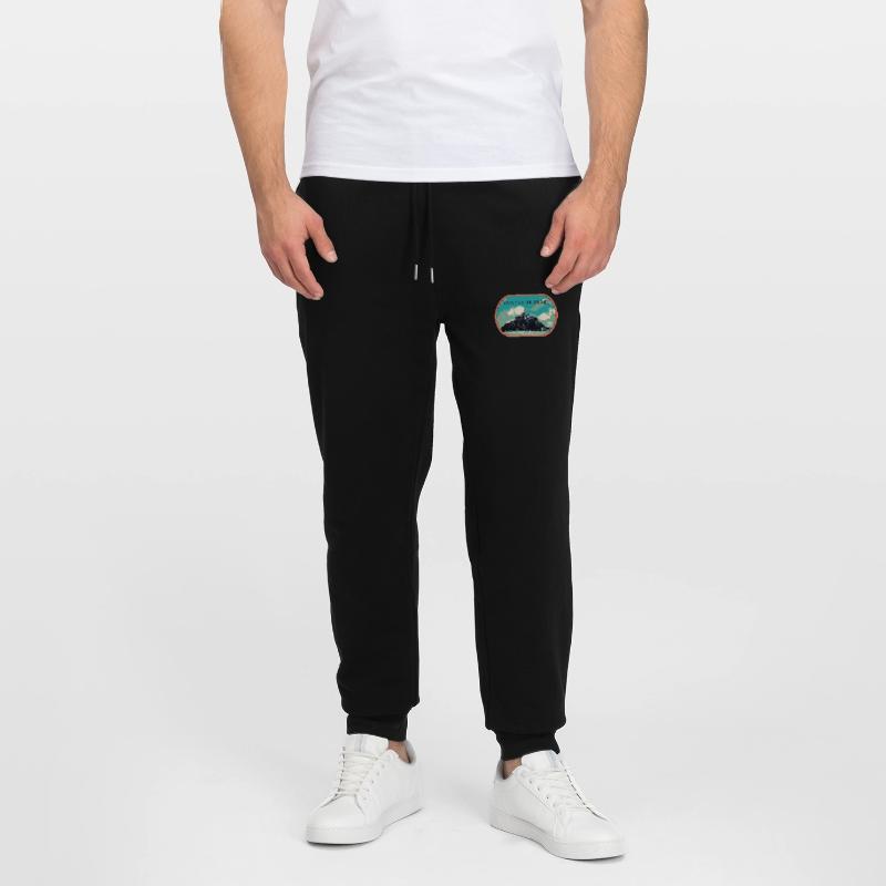 Illustration en bleu et vert du Mont Saint Michel Pantalon de jogging bio MOVER Stanley/Stella unisexe