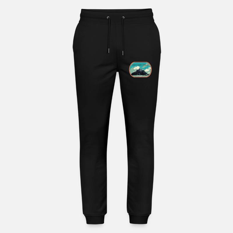 Illustration en bleu et vert du Mont Saint Michel Pantalon de jogging bio MOVER Stanley/Stella unisexe