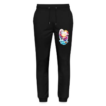 Love Heart - Stanley/Stella Unisex Bio Jogginghose Mover  - Schwarz - Vorne - Marisol (170cm) & Nik (191cm)