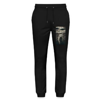 Funny Cat Selfie Alien UFO Meme - Stanley/Stella Mover Unisex Organic Jogging Trousers - black - Front - Marisol (170cm) & Nik (191cm)