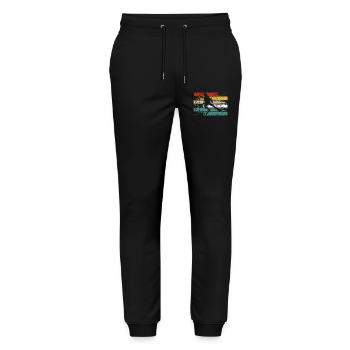 Retro Streifen Silhouette Tanz - Stanley/Stella Unisex Bio Jogginghose Mover  - Schwarz - Vorne - Marisol (170cm) & Nik (191cm)