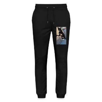 TUXEDO CAT SLEEPING - Stanley/Stella Mover Unisex Organic Jogging Trousers - black - Front - Marisol (170cm) & Nik (191cm)
