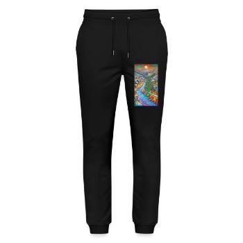 Weihnachtstage Dorf Christmas Days Village - Stanley/Stella Mover Unisex Organic Jogging Trousers - black - Front - Marisol (170cm) & Nik (191cm)