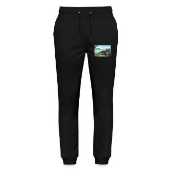 Tolkien Hole Landscape Art - Stanley/Stella Mover Unisex Organic Jogging Trousers - black - Front - Marisol (170cm) & Nik (191cm)