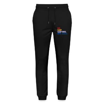 MANGER DORMIR DORMIR DORMIR PLUS ZzZzZ - Pantalon de jogging bio MOVER Stanley/Stella unisexe - noir - Devant - Marisol (170cm) & Nik (191cm)