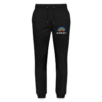 Je suis gay – arc-en-ciel fierté LGBTQ+ - Pantalon de jogging bio MOVER Stanley/Stella unisexe - noir - Devant - Marisol (170cm) & Nik (191cm)