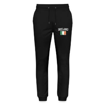 Ireland Flag Varsity Crest Tee - Stanley/Stella Mover Unisex Organic Jogging Trousers - black - Front - Marisol (170cm) & Nik (191cm)