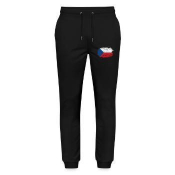 Brushstroke Czech Flag - Stanley/Stella Mover Unisex Organic Jogging Trousers - black - Front - Marisol (170cm) & Nik (191cm)