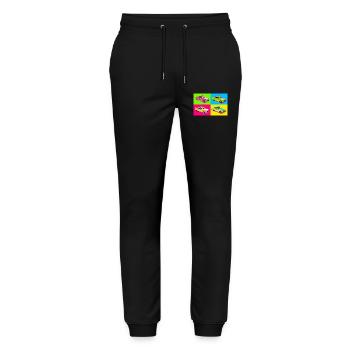 Taxi Pop Art Quadri Couleurs - Pantalon de jogging bio MOVER Stanley/Stella unisexe - noir - Devant - Marisol (170cm) & Nik (191cm)