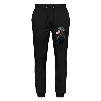 Coole Motorradfahrerin Bikerin kaut Kaugummi - Stanley/Stella Unisex Bio Jogginghose Mover  - Schwarz - Vorne - Marisol (170cm) & Nik (191cm)
