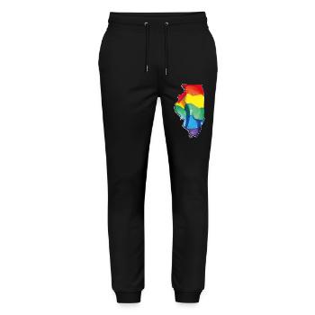 Illinois (USA) | echte Flagge | LGBTQIA+ - Stanley/Stella Unisex Bio Jogginghose Mover  - Schwarz - Vorne - Marisol (170cm) & Nik (191cm)