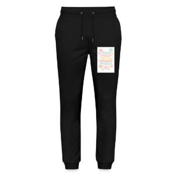 Peace and happiness - Pantalon de jogging bio MOVER Stanley/Stella unisexe - noir - Devant - Marisol (170cm) & Nik (191cm)
