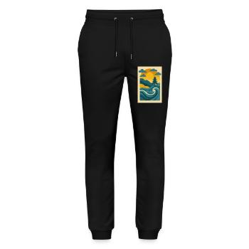 Retro Waves of Freedom - Stanley/Stella Unisex Bio Jogginghose Mover  - Schwarz - Vorne - Marisol (170cm) & Nik (191cm)