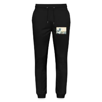 Ukiyo-e Wellenbild mit Bergen Waves Japan - Stanley/Stella Unisex Bio Jogginghose Mover  - Schwarz - Vorne - Marisol (170cm) & Nik (191cm)