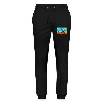 AI Race Running Cartoon Design - Stanley/Stella Mover Unisex Organic Jogging Trousers - black - Front - Marisol (170cm) & Nik (191cm)