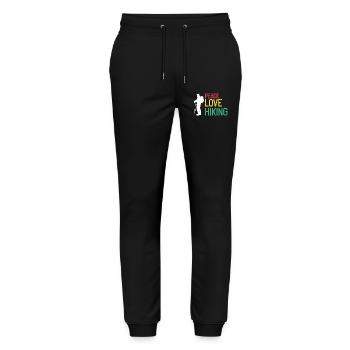Peaceful Hiking Life Nature Trail Explorer Fan - Stanley/Stella Unisex Bio Jogginghose Mover  - Schwarz - Vorne - Marisol (170cm) & Nik (191cm)