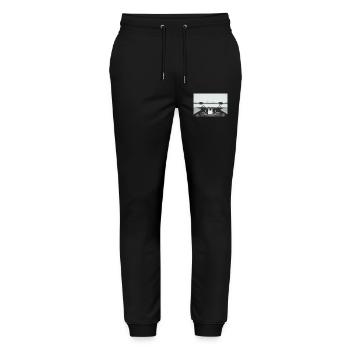 One Page At A Time Typewriter Design - Stanley/Stella Mover Unisex Organic Jogging Trousers - black - Front - Marisol (170cm) & Nik (191cm)
